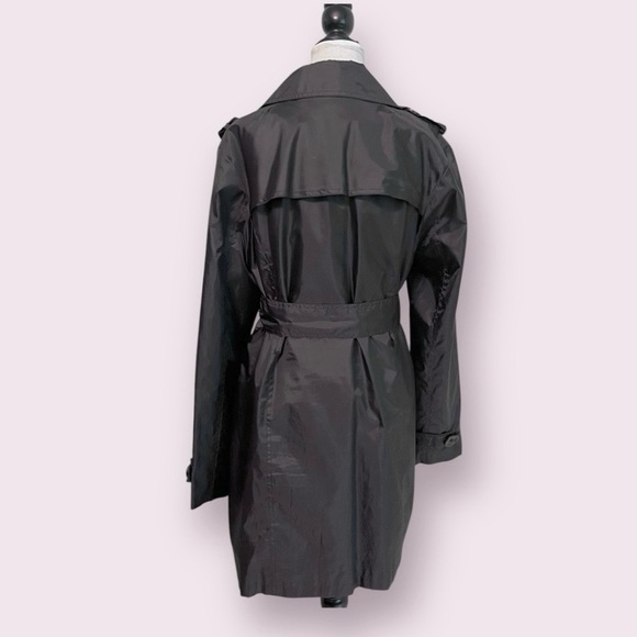 N.W.D Women’s Double-Breasted Black Trench/Rain Coat~Size Large~ Classic - Picture 2 of 10